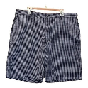 IZOD MEN'S FLAT FRONT GOLF SHORTS NAVY‎ CHECKERED MEN SIZE 40
